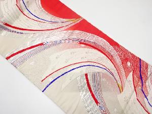 アンティーク　孔雀羽根模様織り出し袋帯（着用可）